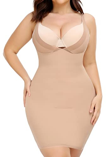 JOYSHAPER Full Slips for Women Under Dresses Tummy Control Dress Slip Shapewear invisible Body Shaper (Beige, XL)