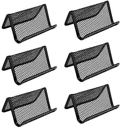 Chiyuehe Black Metal Mesh Business Card Holder Desk Business Card Organizer for Desk Office Name Card(Black, 6 Pack)