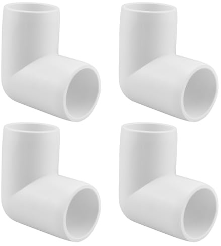 SDTC Tech 4-Pack 1 Inch 90 Degree Right Angle PVC Fitting Elbow Furniture Grade Pipe Connector for DIY PVC Shelf Garden Support Structure Storage Frame, White