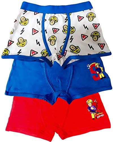 coole-fun-t-shirts 3X Jungen Boxershorts Unterhosen, kompatibel zu FEUERWEHRMANN SAM MEGAPACK Set Kinderslips Schlüpfer Unterwäsche Gr.122/128 (122/128)