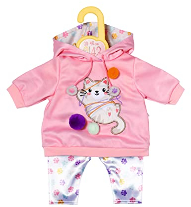 Dolly Moda, Puppenkleidung, Outfit mit Kätzchen 43 cm für 39-46 cm große Puppen in rosa, Pulli und Leggins, 871423, Zapf Creation