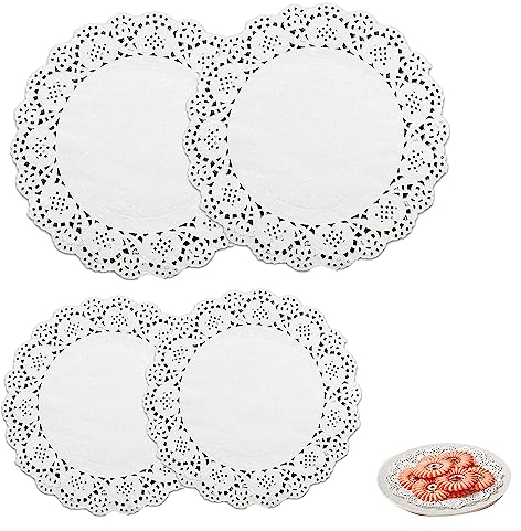 400 Pezzi Centrini Carta Pizzo, Carta Rotondi in Pizzo Bianco, Rotondo di Carta Centrini, Torta di Imballaggio Pads, Centrini di Carta Merletto per Decorazioni da Tavola per Feste o Matrimoni