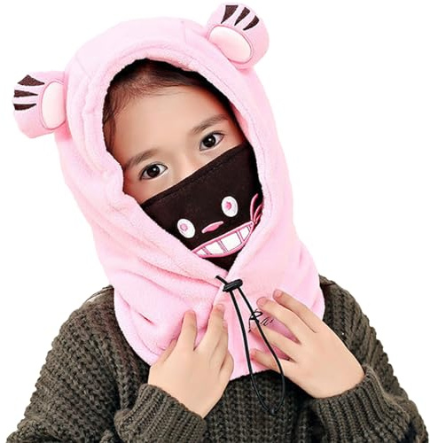 TAGVO Cagoule d'hiver pour Bébé Fille Garçon, Balaclava Casquette Polaire Mignon Animal, Thermique Bonnet Echarpe Hiver, Chaud Cache Oreilles Chapeaux Enfant Ski Snowboard pour Enfant 3 à 10