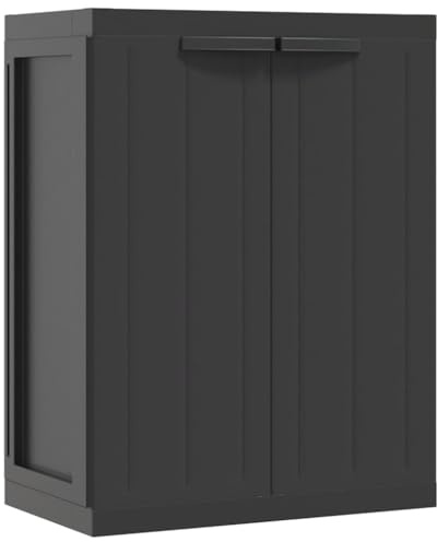 vidaXL Armario de Almacenaje Exterior, Armario con Cerradura, Almacenamiento de Herramientas, Armario para Jardín Terraza, PP Negro