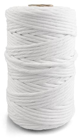 Netuno Cuerda algodón macramé Color Blanco 5 mm 100 m Hilo Artesanal Suave Resistente Trenzado decoración manualidad Bricolaje hogar Arte DIY