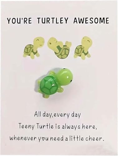Green Handmade Emotional Support,You're Turtley Awesome,Turtle Inspirational Gifts,Mini Sea Turtle Figure with Greeting Card,Lovely Turtle Shaped Card Friendship Gift Home Decor Hanging Ornaments