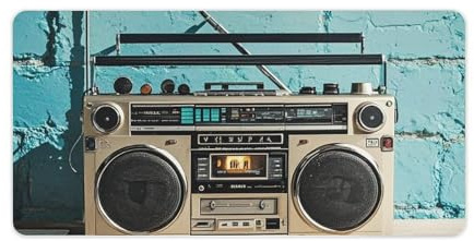 Vintage Wall of Radio Boombox Mouse Pad Large Non-Slip Office Desk Mat Large Computer and Laptop Mat Laptop Protector Writing Pads for Office Home 12 X 24