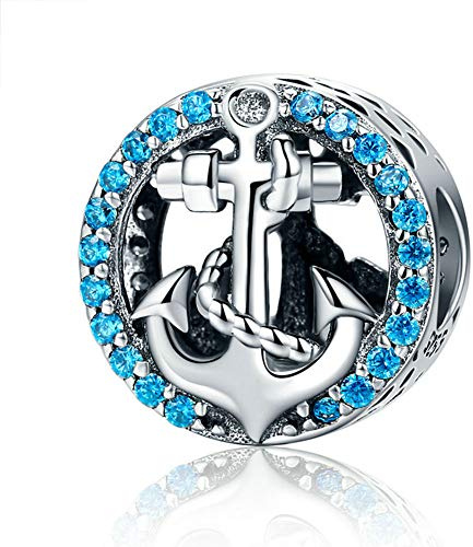 YiRong Jewelry Ciondolo a forma di ancora, in argento Sterling 925, per anniversari, compatibile con bracciali Pandora