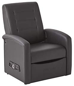 X-Rocker Premier Modern Chair for Kids, Teens and Juniors, Ottoman Upholstered Armchair Sofa Couch with Soft Padded Seat and 2.1 Speakers for Home or Bedroom, Black Faux Leather for PS XBOX Nintendo