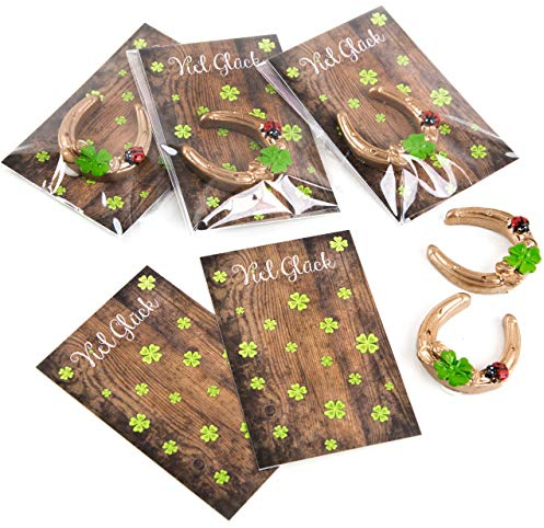 Logbuch-Verlag 5 kleine Geschenke Glücksbringer Hufeisen + Karte VIEL GLÜCK Gold Silvester Weihnachten