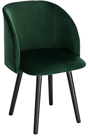 WOLTU Esszimmerstuhl 1 Stück Küchenstuhl Wohnzimmerstuhl Polsterstuhl Sessel, Armlehnstuhl mit Rückenlehne, für Esszimmer, Küche, Wohnzimmer, Samt, Gestell aus Massivholz, Dunkelgrün, BH121dgn-1