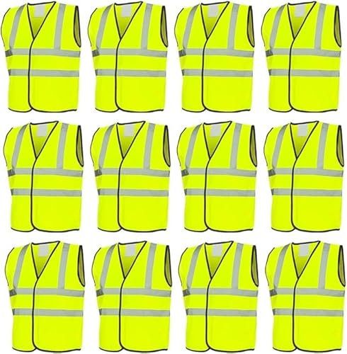 Gilets haute visibilité jaune pour enfants, lot de 12, taille unique, écoles, activités de groupe, soins, cyclisme