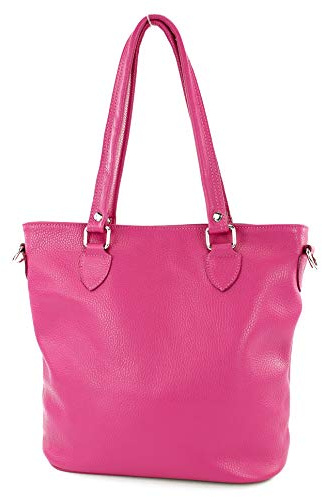 modamoda de - T215 - Italienische Ledertasche Shopper Large, Farbe:Pink