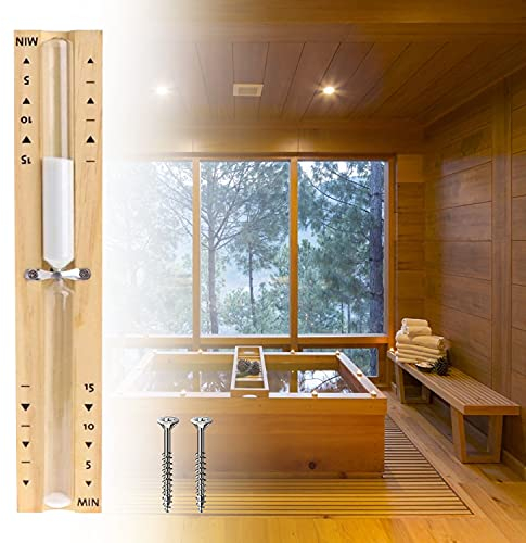 HENGBIRD Sablier pour sauna - Accessoire de minuterie 15 minutes - Minuteur de cuisine - Résistant à la chaleur - Sauna - Sablier en bois - Blanc sable
