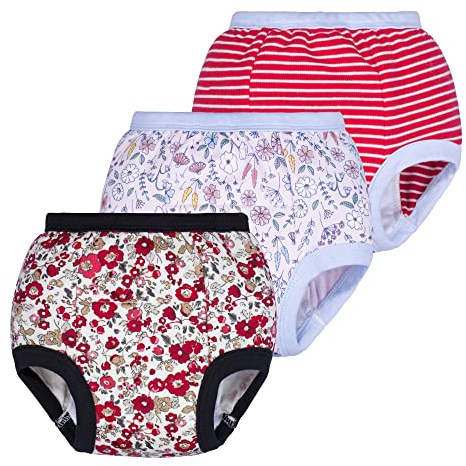 BIG ELEPHANT Baby Girls Training Underpants Toddler Training Pants 3 Pack, 2T
