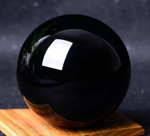 VEKETE Esfera De Obsidiana Negra Natural Asiática De 20-60mm,Bola Mágica De Cristal De Cuarzo,Piedra De Roca Reiki Coleccionables,30mm