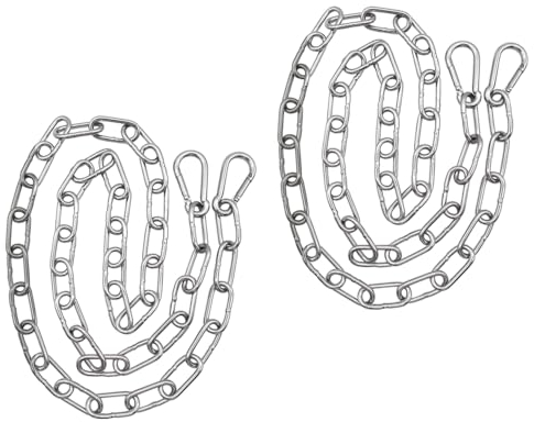 Aoyswuz 2 Pièces Chaîne de Fer avec 4 Boucles Élastiques Longueur 1 Mètre Ø3 mm, Durable Chaîne de Suspension Métallique, pour Phaises Suspendues, Hamacs, Sacs de Sable etc