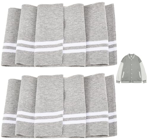 GORGECRAFT 2 pieza 95x14cm Tela Elástica Acanalada para Escote Cintura Puños Material de Ajuste Cintura de Rayas Blancas Bandas de Punto para Chaqueta Costura Puños de Cintura Azul de Prusia