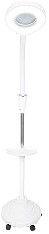 Lupa LED de Pie 8 Dioptrías,Luz Fría Regulable Protección Ocular,Lámparas de pie LED Ideal para Cosmética Maquillaje Manicura Tatuaje Salón Spa con 5 Ruedas