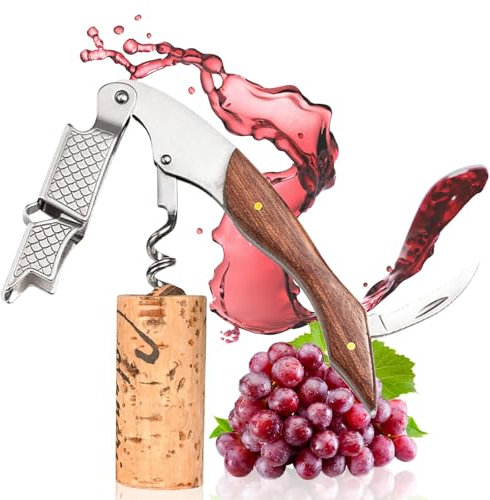Cavatappi Professionali Apribottiglie per Vino 3 in 1 in Acciaio Inox, per Cameriere, Barista, Somelier