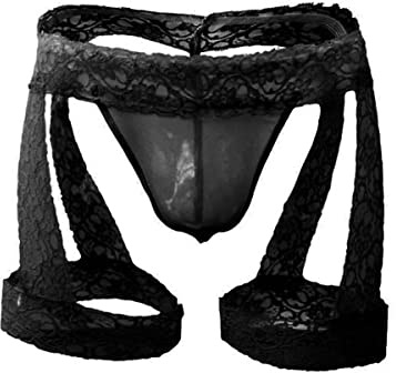VemeFufu Perizoma Jockstrap per uomo sexy Suspensorio Pizzo Perizoma Sissy Slip Intimo Thong Sportivo Atletico Slip Traspirante Filato Elastico Boxer Maschio 1 pezzo Nero, 1 confezione C. Nero, Taglia