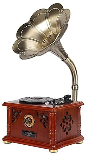 Musikdosa Bluetooth Fonograf Skivspelare, Portabel version Grammofon Vintage Retro Style Subwoofer Högtalarew/Aux-in, CD,FM/AM Radio,45 RPM Adapter, Vinyl skivspelare liten högtalare