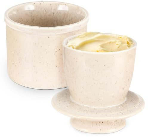 Pavlleen Portaburro in Porcellana,Portaburro Francese Con Coperchio,Contenitore in Porcellana per Conservare il Burro,per mantenere fresco il burro,Adatta per Lavastoviglie
