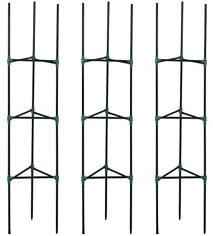 Outsunny Juego de 3 Enrejados de Jardín Soportes para Plantas Trepadoras con Marco de Acero para Frutas Verduras Flores Decoración Exterior Patio Terraza 38x38x182 cm Verde
