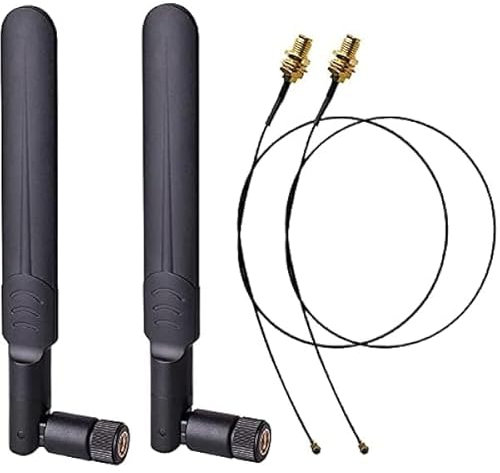 Antena WiFi de Largo Alcance Universal, 2.4GHz/5GHz Dual Band, 10dBi, Compatible con PC, 4G y Redes Satelitales, Kit de Alta Ganancia con Cable Extensor, Ideal para Internet Rural y Urbano - 2 Unidade