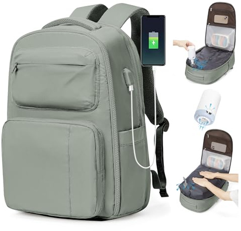 BJLFS Mochila viaje cabina avion 40x30x20 Ryanair Wizzair Equipaje de Mano 40x20x25 Vueling con Sistema de Vacío Mochila de Viaje Portátil Impermeable para Hombre y Mujer Verde