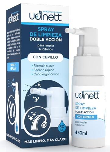 Spray Limpiador de Audífonos 30ml con Cepillo Udinett - Elimina la Suciedad y Cerumen con Efecto Limpio Inmediato para Limpiar Auriculares Bluetooth - Fórmula sin Alcohol