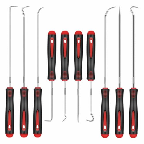 10 Pièces Jeu de Crochets et Tournevis Mécanique de Précision Crochets Extra Longue Portée Crochet de Joint Torique pour la Dépose du Joint D'huile Caoutchouc