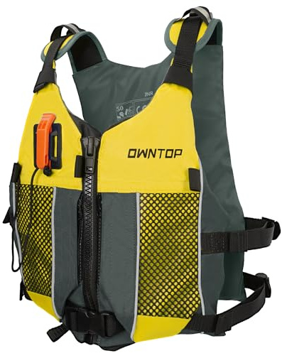 Owntop Buoyancy Aids Teens Kids with Hydration Pack, Whistle, Dual Mesh Pockets | Adjustable Buoyancy Vest Jacket | Swim Vest Unisex for Paddleboarding, Kayaking, Fishing (Yellow,XXS)