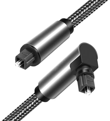 Cable Óptico Audio Digital 1M, Cable Optico Audio Digital con Conector 90° Rotación 360°, Cable Optico Audio para TV, Sound Bar, Cine en Casa, Cable de Fibra Optica, Durabilidad y Flexibilidad