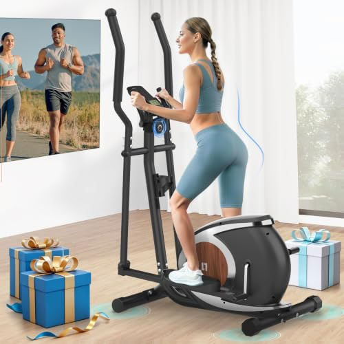 Neezee Bicicleta Elíptica Magnética con Volante Inercia de 6 kg para Casa | Máquina Eliptica Ultrasilenciosa, 16 Niveles de Resistencia, Pantalla LCD, Portabidón, Peso Máx. 120 kg