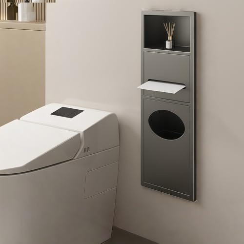 Nichos De Baño De Acero Inoxidable, Nichos De Inodoro, Estantes De Baño Empotrados, Hueco De Acero Inoxidable, Soporte De Papel Higiénico De Acero Inoxidable 304, Para Baño Gun Grey,63 * 20 * 13.5