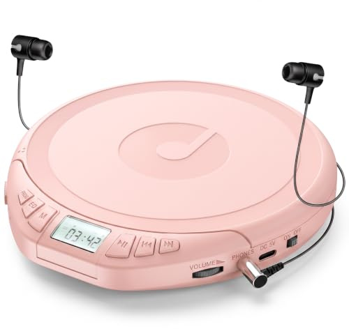 Gueray Portable CD Player with Earphones CD Player for Car