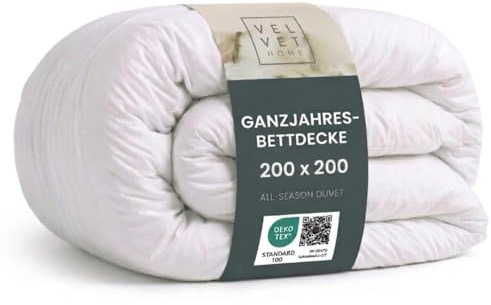 VEL VET HOME Piumino 200x200 cm – piumino quattro stagioni, calore medio, 300 GSM, piumino traspirante in microfibra, adatto per allergici, certificato OEKO-TEX Standard 100