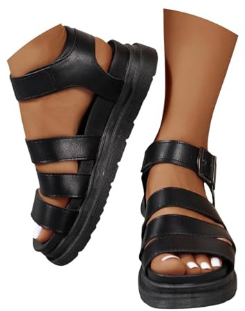 Jmwedia Women's Platform Fashion Sandals Crisscross Strap Buckle Ankle Strap Walking Chunky Wedge Ladies Gladiator Sandals Ladies Open Toe Fashion Shoes