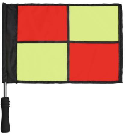 FytStycale Drapeau Arbitre Drapeau de Juge de Ligne Fanion Fanion Arbitral avec Manche Éponge Antidérapante et Mât Acier Inoxydable, Drapeau À Grands Carreaux Sur Fond Noir 1 Pièce