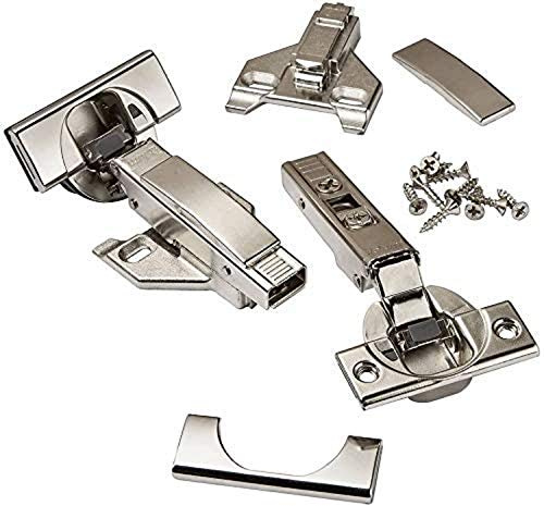 Blum CLIP top BLUMOTION Soft Close Hinges, 110 degree, Self Closing, FACEFRAME with Mounting Plates, and hinge cover plates (1/2 to 3/4” Overlay - Premium - 8 Pack)