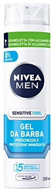 NIVEA MEN Sensitive Cool Gel da Barba in Confezione da 3 x 200 ml, Gel Barba per Rasatura Senza Irritazioni o Arrossamenti, Gel Rasatura Barba Extra Delicato con 0% Alcool