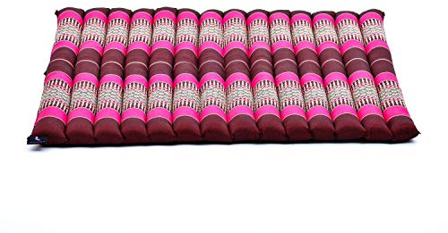 Leewadee colchoneta de meditación Zabuton – Cojín de suelo cuadrado, asiento tailandés de yoga hecho de kapok, 70 x 70 cm, Castaño Rosado