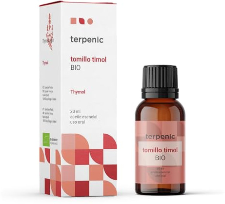 Terpenic – Eterisk olja timjan Timol (tymus zygis) – ekologisk – 30 ml – oral användning – kemotypiserad livsmedelsarom rik på tymol