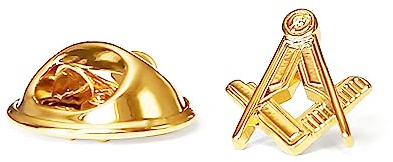 THE MASONIC COLLECTION Alfiler de Corbata de Metal Dorado Cuadrado y Brújula - Chapado en Oro y Pulido - En Forma del Símbolo de la Logia Masónica - Regalo Masónico para Hombres Masones