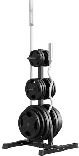 Yaheetech Soportes para Discos de Pesas Estándar Estante para Barras de Olímpicos Soporte Pesas y Mancuernas Ajustable Árbol de Disco Capacidad de 400 kg