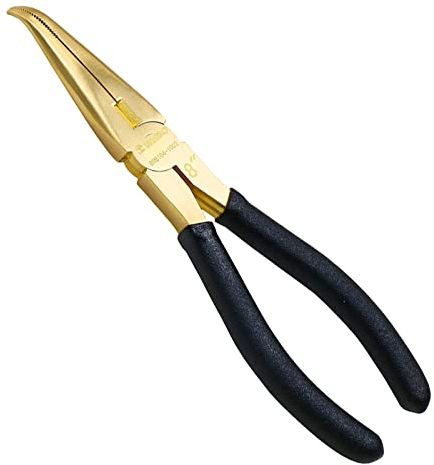 WEDO Flachrundzange,Spitzzange mit 45-Grad-Biegung und Komfortgriff,Messing Flachrundzange,Messing Spitzzange,Flachrundzange mit Schneide,Drahtschneider,Länge 200mm(8)