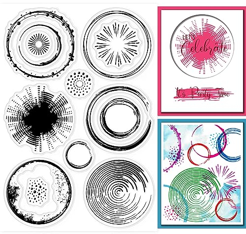 GLOBLELAND Transparente Stempel Mit Kreishintergrund Kreis Dekorative Silikon Stempel Silikonstempel Für Die Kartenherstellung DIY Scrapbooking Journaling
