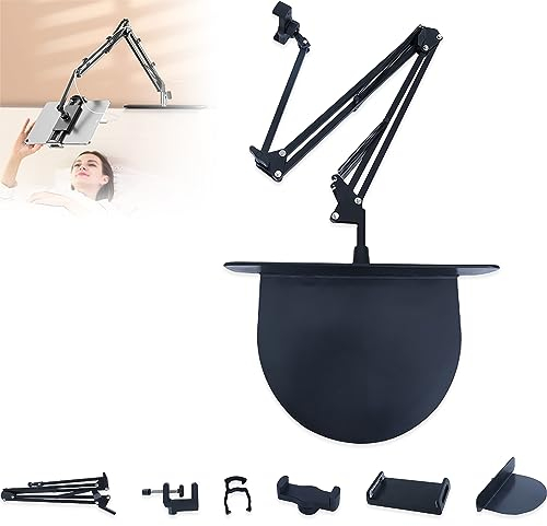 Koufeil Versteckter Telefon Tablet Halter Am Bett Ausziehbar, Einsteckbarer Schlitz Und Clip on Handy Tablet Halter, 360° Drehbarer Schwanenhals Telefonhalter Für Bett Sofa (Phone&Tablet Universal)