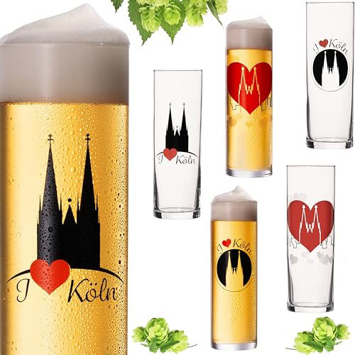 Imperial Kölschgläser Kölschgläser con motivos de la Catedral de Colonia, 200 ml (máx. 240 ml) Set de 6 piezas Kölsch barras de cristal 0,2 L vasos de cerveza Colonia, KOL1-KR-P6